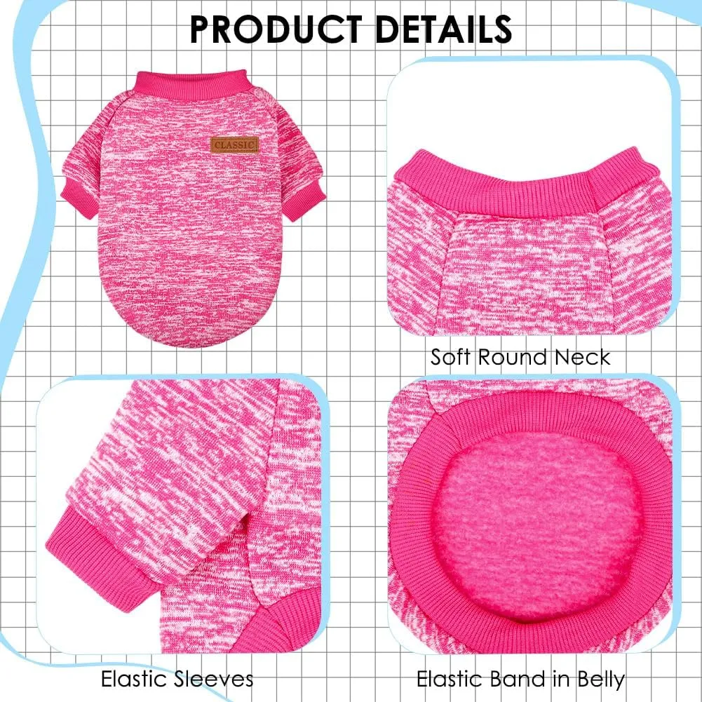 3 Pack Dog Sweaters for Small Dogs Girl Boy Winter Fleece Clothes Warm Soft Dog Sweatshirt Outfit for Dogs Cats Pet Apparel (Rose Light Blue Purple, Medium)