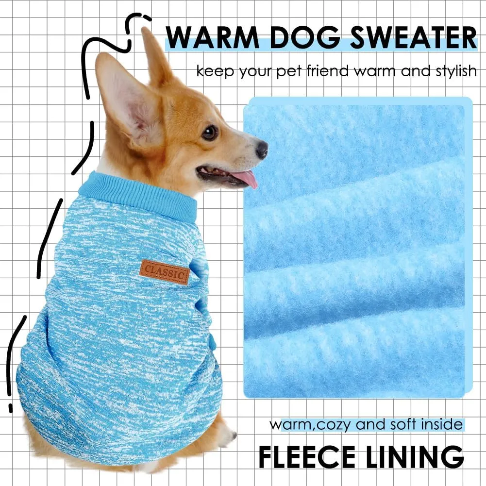 3 Pack Dog Sweaters for Small Dogs Girl Boy Winter Fleece Clothes Warm Soft Dog Sweatshirt Outfit for Dogs Cats Pet Apparel (Rose Light Blue Purple, Medium)