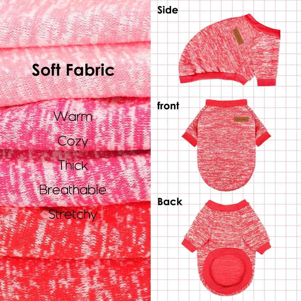 3 Pack Dog Sweaters for Small Dogs Girl Boy Winter Fleece Clothes Warm Soft Dog Sweatshirt Outfit for Dogs Cats Pet Apparel (Rose Red Pink, Medium)