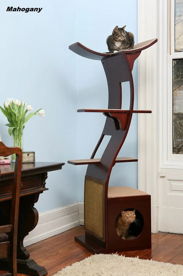 Cat Tree Lotus™  - Styled for the Design Conscious Cat Lover's Cat - WHITE W/FAUX FUR