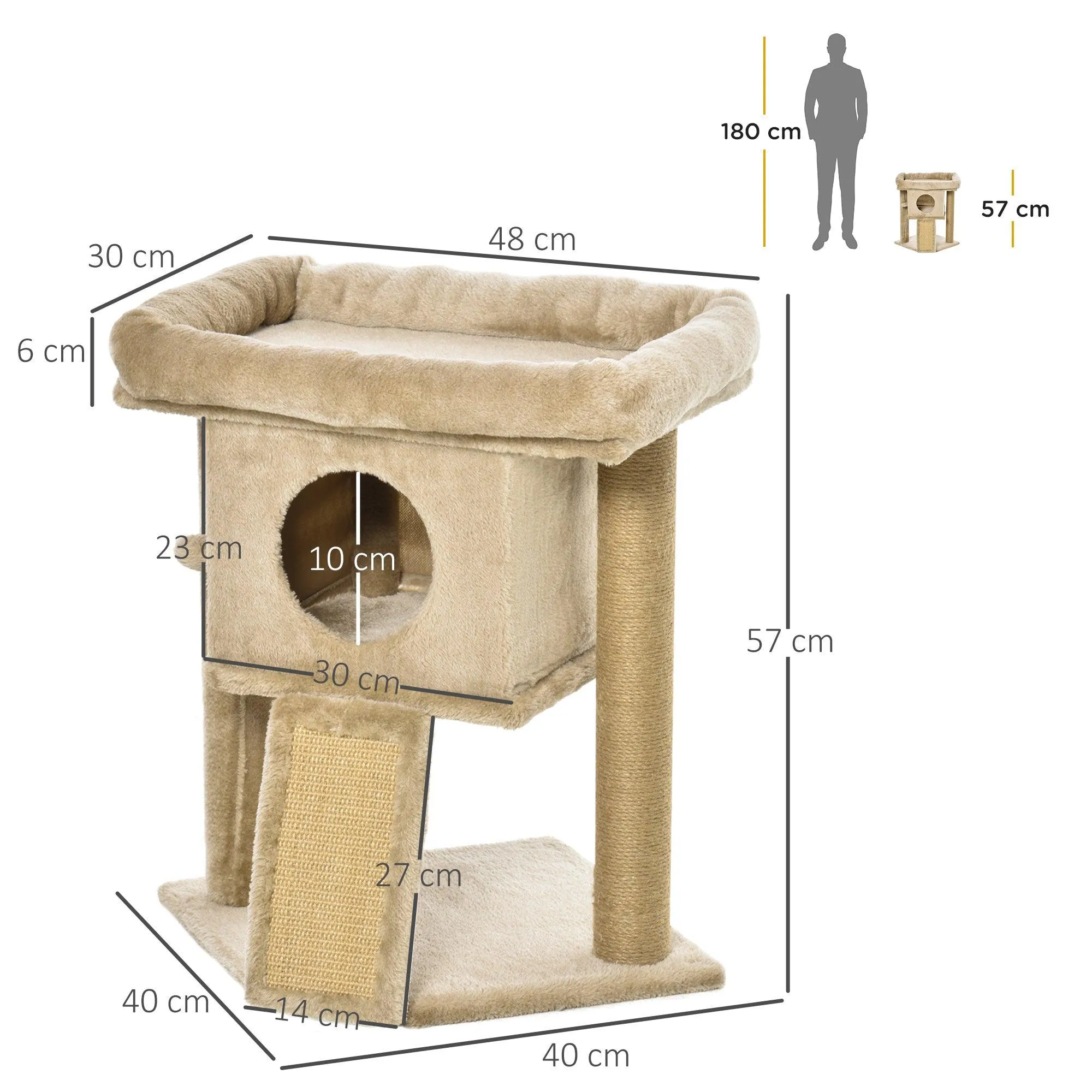Cat Tree Tower Climbing Activity Center 40 x 40 x 57cm - Caramel