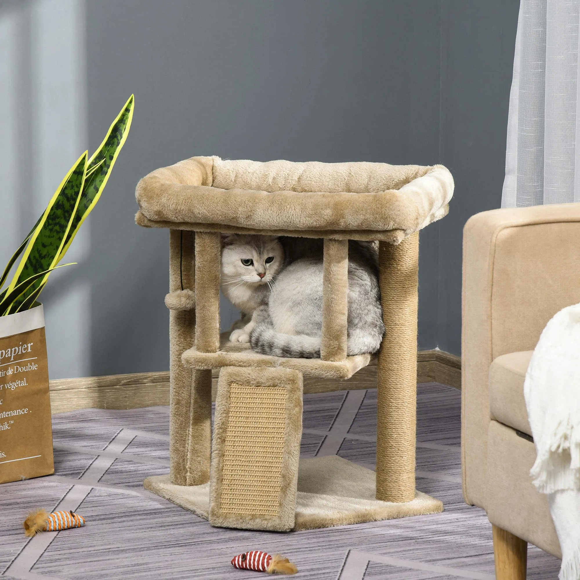 Cat Tree Tower Climbing Activity Center 40 x 40 x 57cm - Caramel