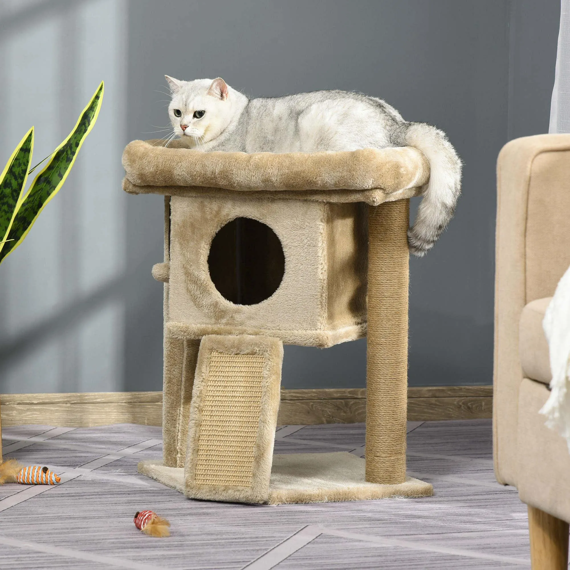 Cat Tree Tower Climbing Activity Center 40 x 40 x 57cm - Caramel