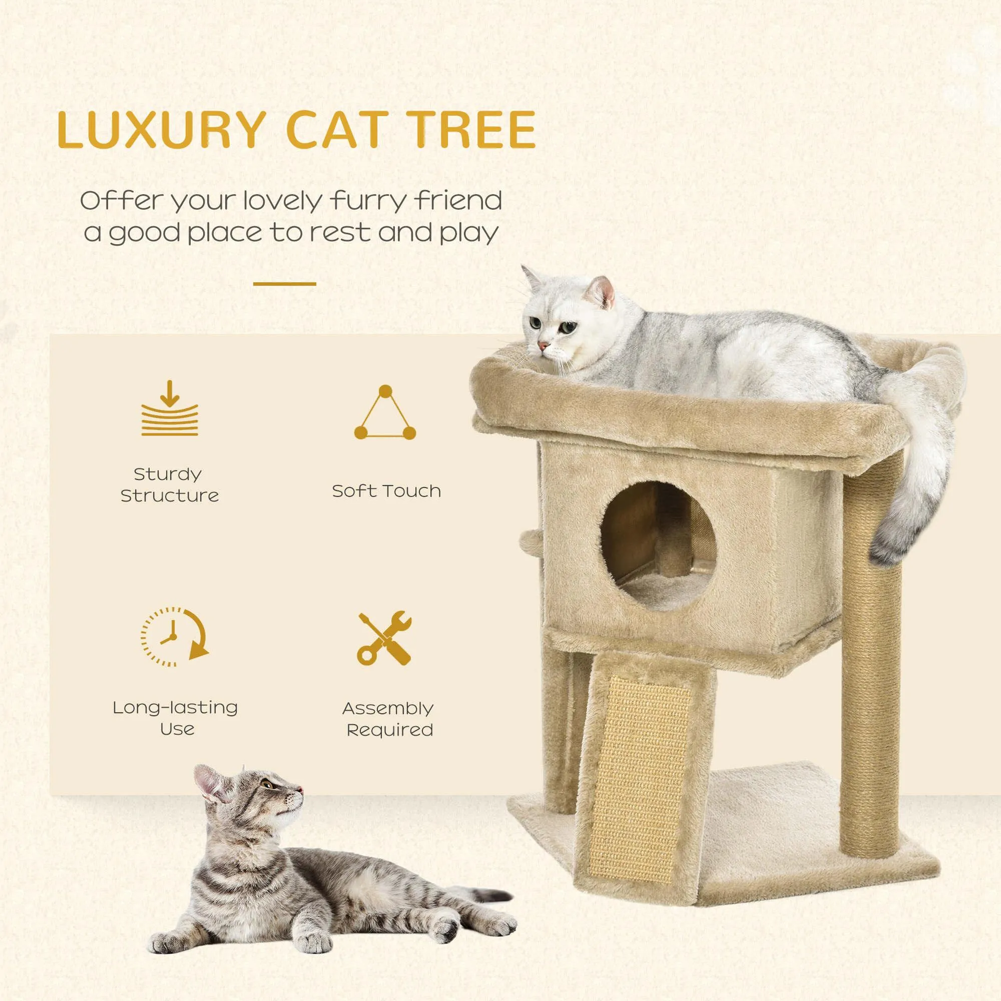 Cat Tree Tower Climbing Activity Center 40 x 40 x 57cm - Caramel