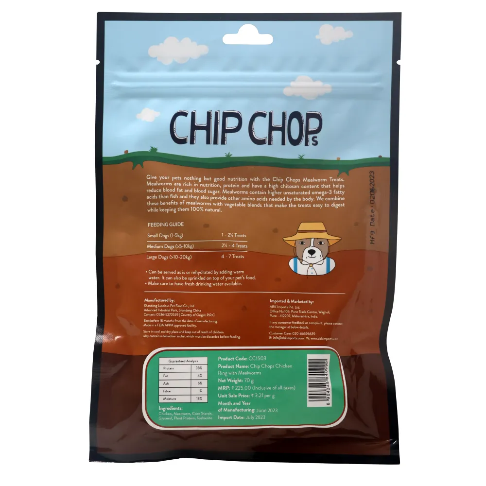 Chip Chops Wonder Worms Chicken Rings with Mealworm Dog Treats (Limited Shelf Life)