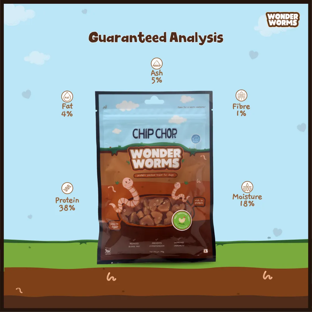 Chip Chops Wonder Worms Mini Chicken Hearts with Mealworms Dog Treats (Limited Shelf Life)