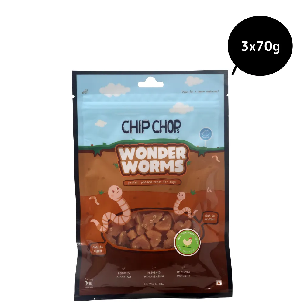 Chip Chops Wonder Worms Mini Chicken Hearts with Mealworms Dog Treats (Limited Shelf Life)