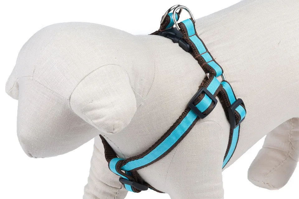 Chocolate/Turquoise Stripe Dog Harness - 304