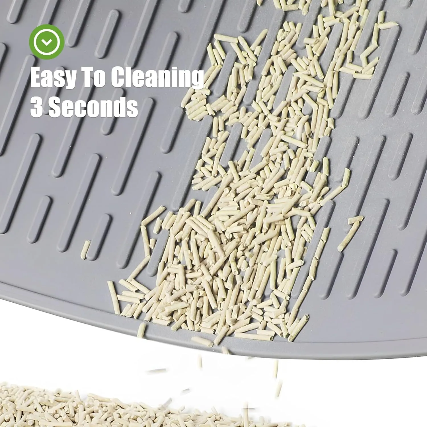 Coomazy 28x20" Large Water Resistant Cat Litter Box Mat - Easy Clean, Textured Backing for Stay-in-Place, Less Waste, Traps Mess, Soft on Paws, Perfect for Cleaner Floors, Gray