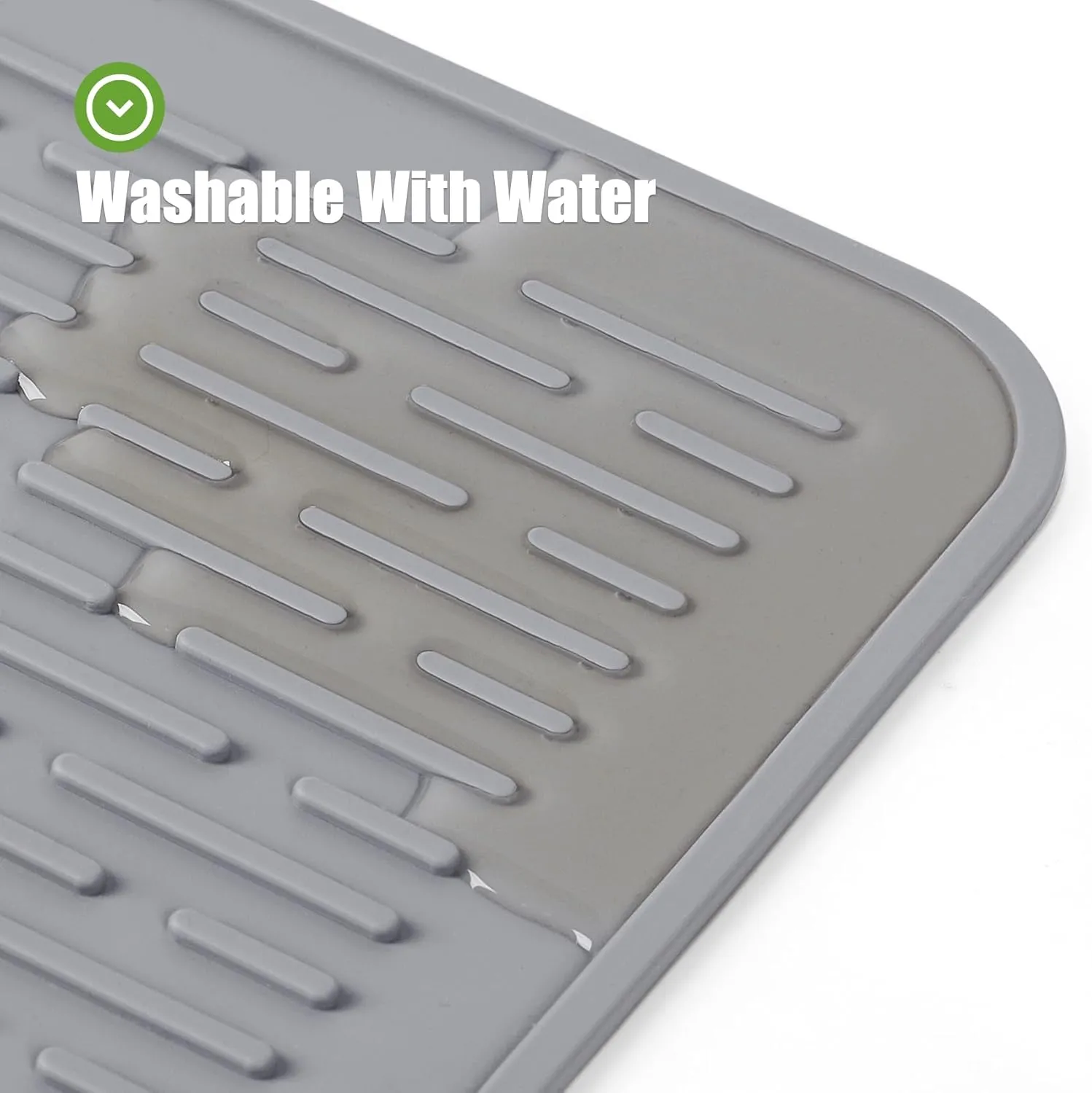 Coomazy 28x20" Large Water Resistant Cat Litter Box Mat - Easy Clean, Textured Backing for Stay-in-Place, Less Waste, Traps Mess, Soft on Paws, Perfect for Cleaner Floors, Gray