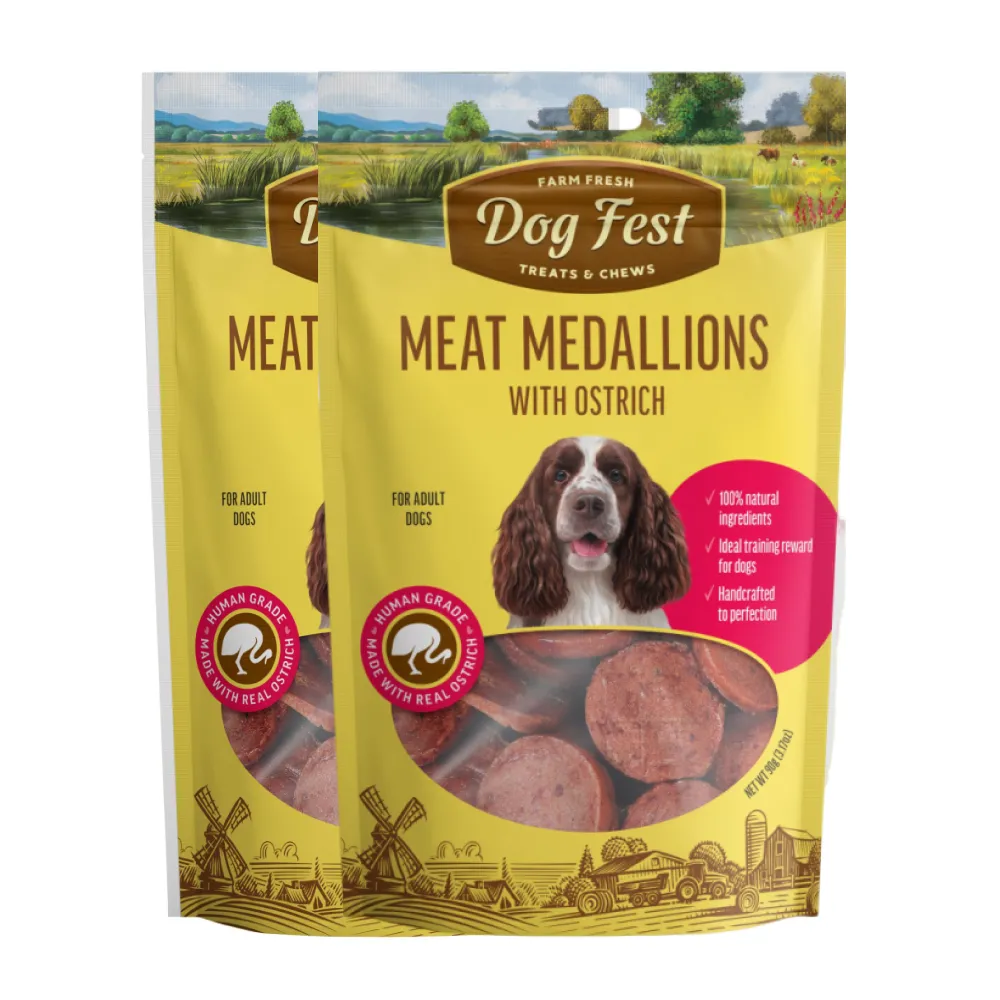 Dogfest Ostrich Medallions Dog Treats