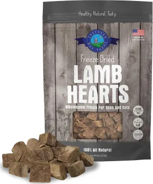 Freeze Dried Dog and Cat Treats, Lamb Heart, All Natural Single Ingredient Freeze-Dried Dog Treat & Dog Snacks, Made in USA, High Protein, Essential Nutrition of Raw Dog Food, 8oz
