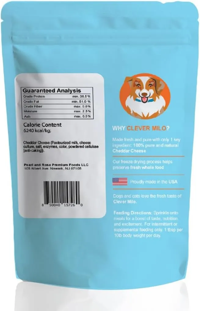 Freeze Dried Dog Food Treats - Dogs Cheese Treats - Also Use As Topper or Treat; Freeze Dried Raw Dog Food - Healthy Dog Treats (Pack of 01, Cheddar Cheese Topper)