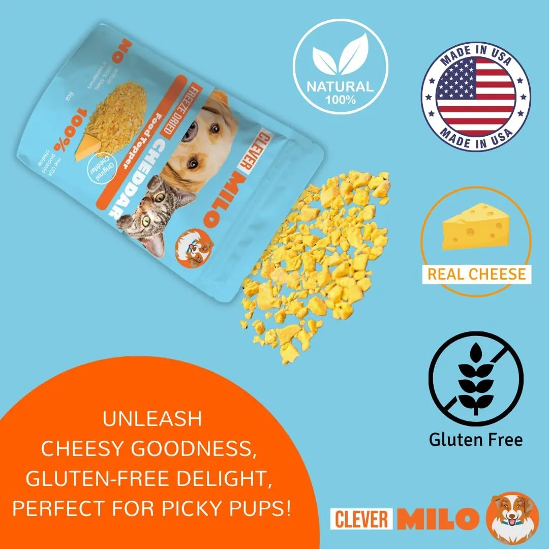 Freeze Dried Dog Food Treats - Dogs Cheese Treats - Also Use As Topper or Treat; Freeze Dried Raw Dog Food - Healthy Dog Treats (Pack of 01, Cheddar Cheese Topper)