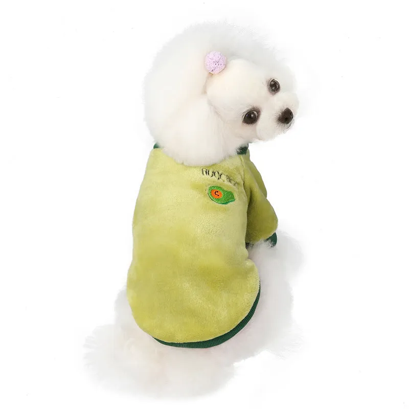 Fruit pattern coral fleece soft pet clothing