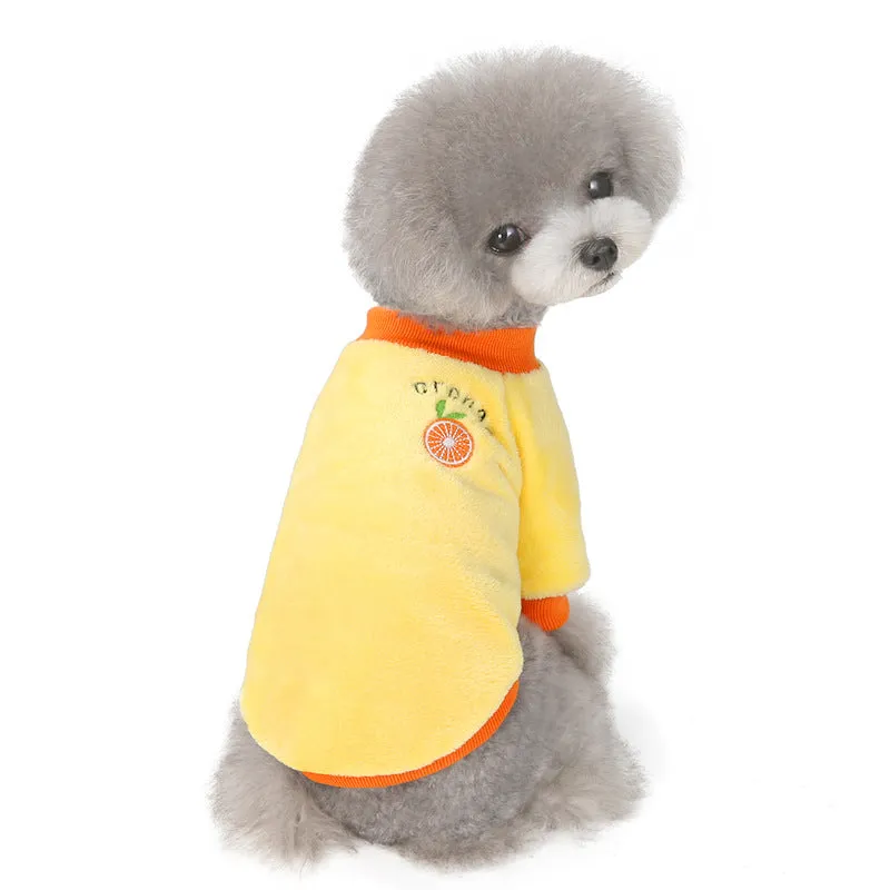 Fruit pattern coral fleece soft pet clothing