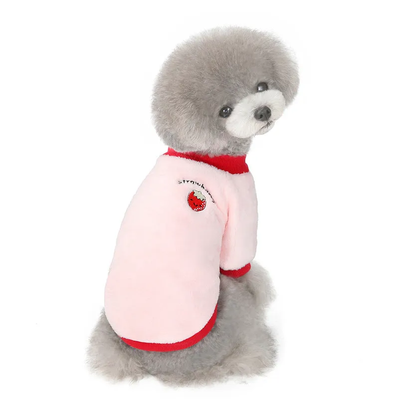 Fruit pattern coral fleece soft pet clothing