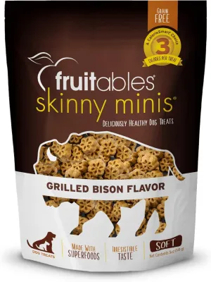 Fruitables Skinny Mini Dog Treats  Healthy Treats for Dogs  Low Calorie Training Treats  Free of Wheat, Corn and Soy  Grilled Bison  USA Made  5 Ounces