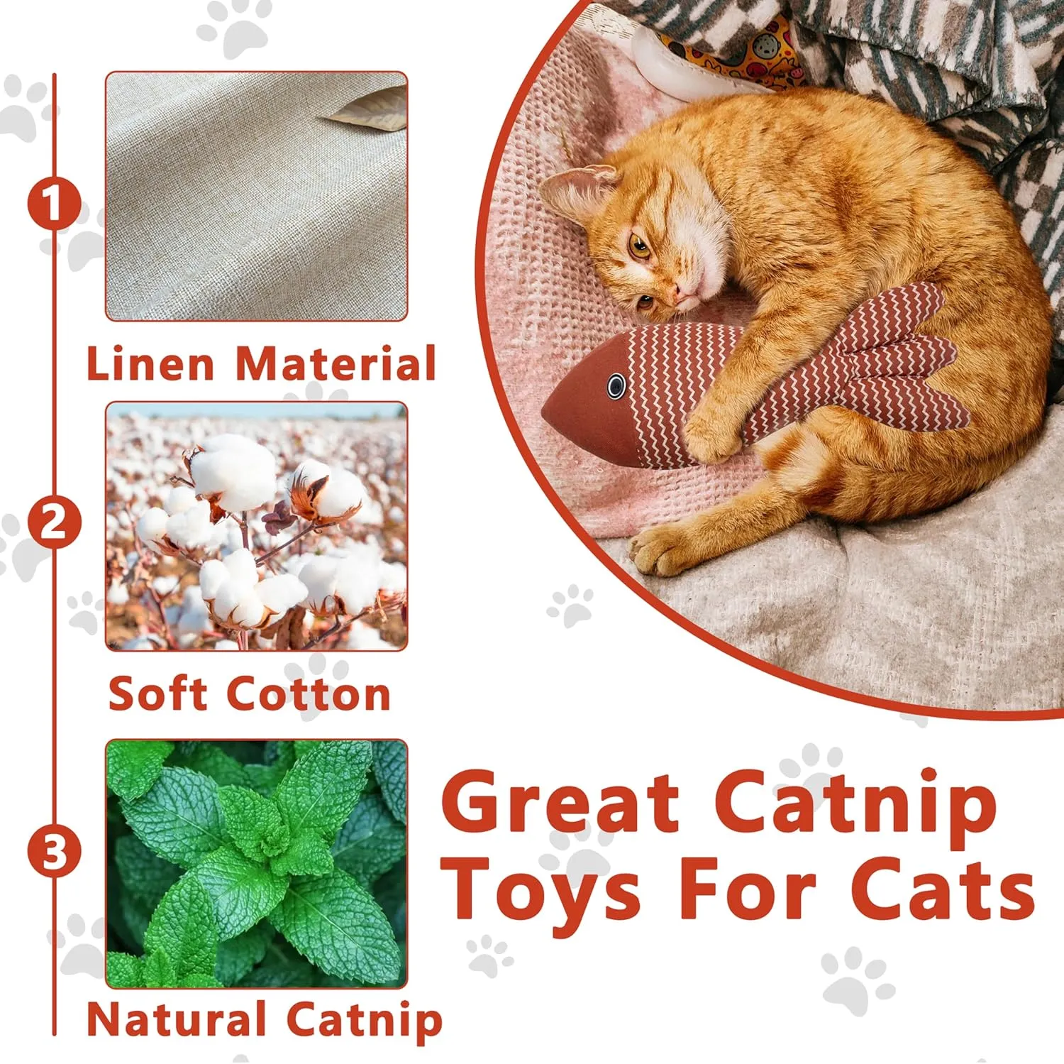Interesting Catnip Toys Fish, 1 Pack Large Cat Toys, Soft Indoor Cat Kicker Toys, Durable and Highly Interactive Catnip ToysRed Fish