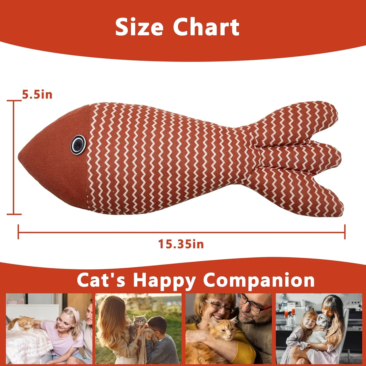 Interesting Catnip Toys Fish, 1 Pack Large Cat Toys, Soft Indoor Cat Kicker Toys, Durable and Highly Interactive Catnip ToysRed Fish