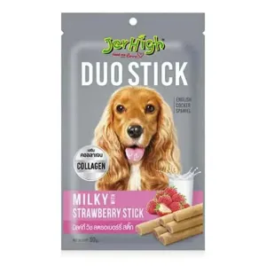 JerHigh Duo Stick Dog Treat - Milk with Strawberry Stick