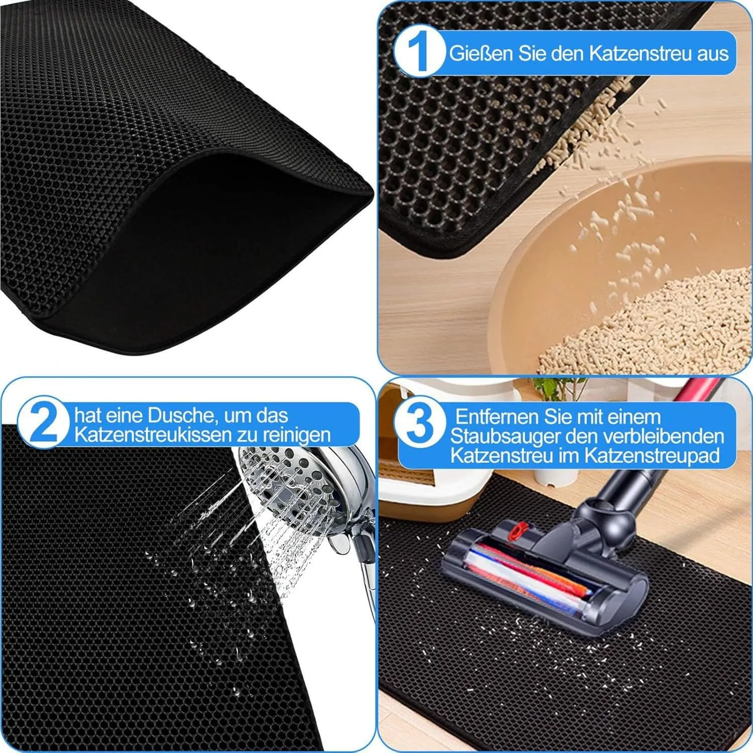Litter Box Mat, 24X35In/26X46In Honeycomb Double Layer Litter Rug Cat Litter Trap Mat, Less Waste,Soft On Paws,Non-Slip,26X46In-Beige