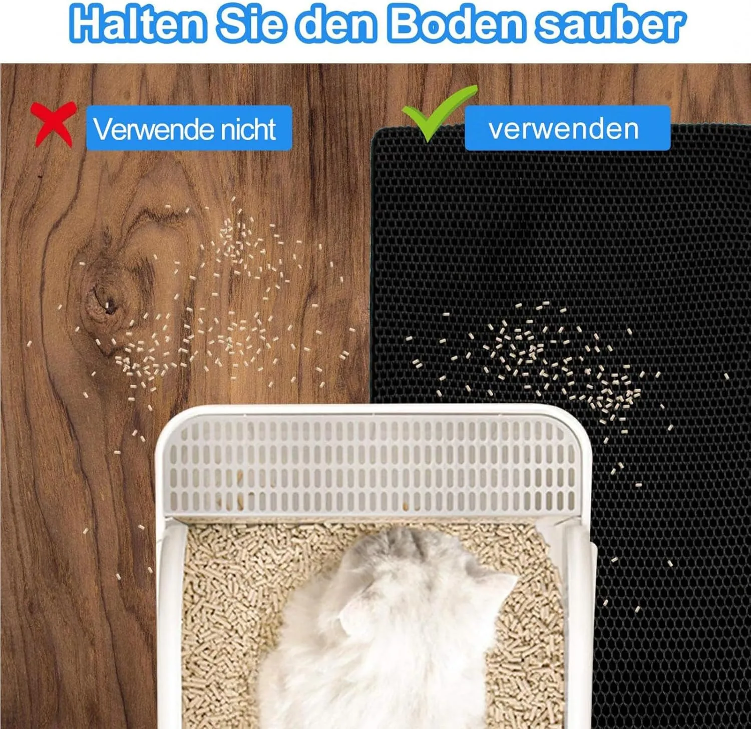Litter Box Mat, 24X35In/26X46In Honeycomb Double Layer Litter Rug Cat Litter Trap Mat, Less Waste,Soft On Paws,Non-Slip,26X46In-Beige