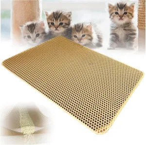 Litter Box Mat, 24X35In/26X46In Honeycomb Double Layer Litter Rug Cat Litter Trap Mat, Less Waste,Soft On Paws,Non-Slip,26X46In-Beige