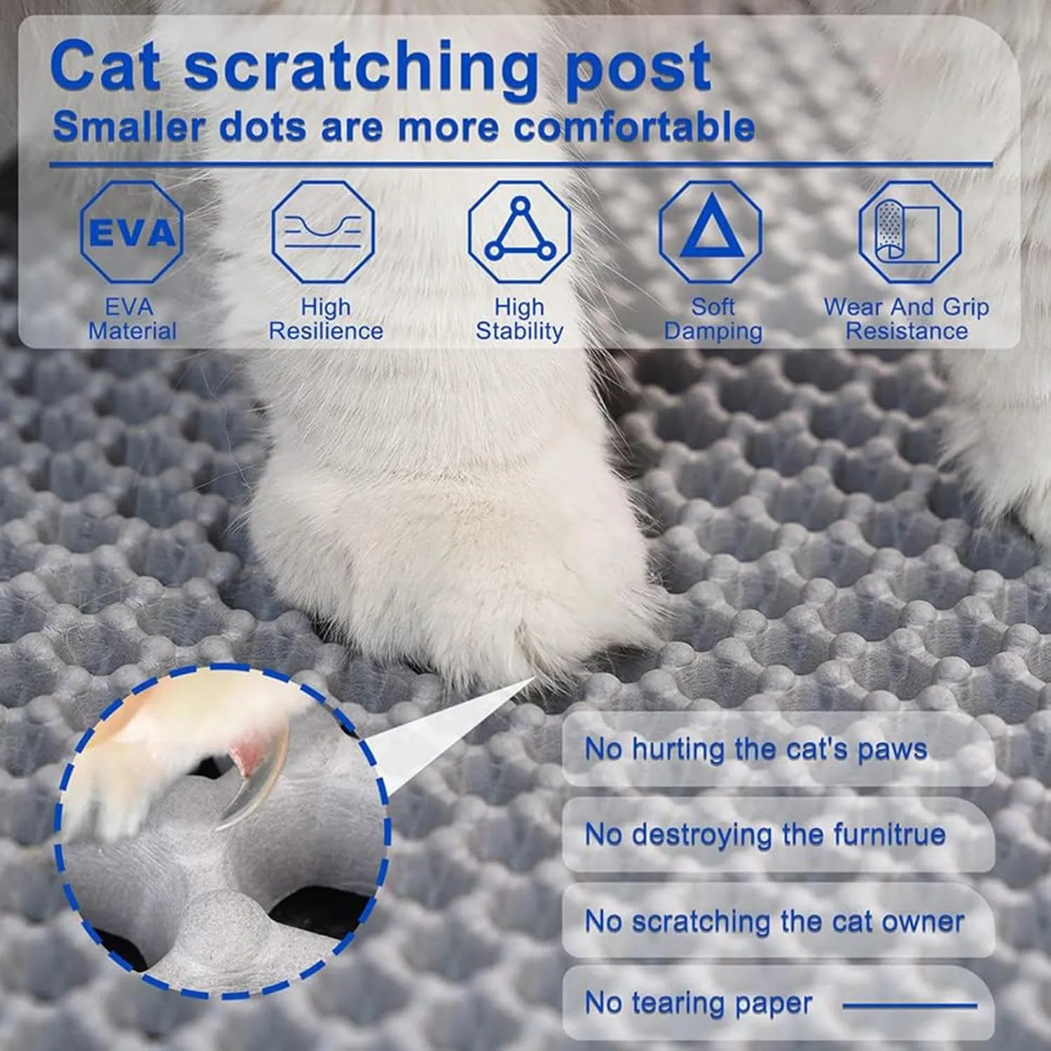 Litter Mat, Honeycomb Double Layer Easy Clean Cat Litter Trap Mat Less Waste,Soft On Paws,Non-Slip, Litter Catcher Mat,Green-M