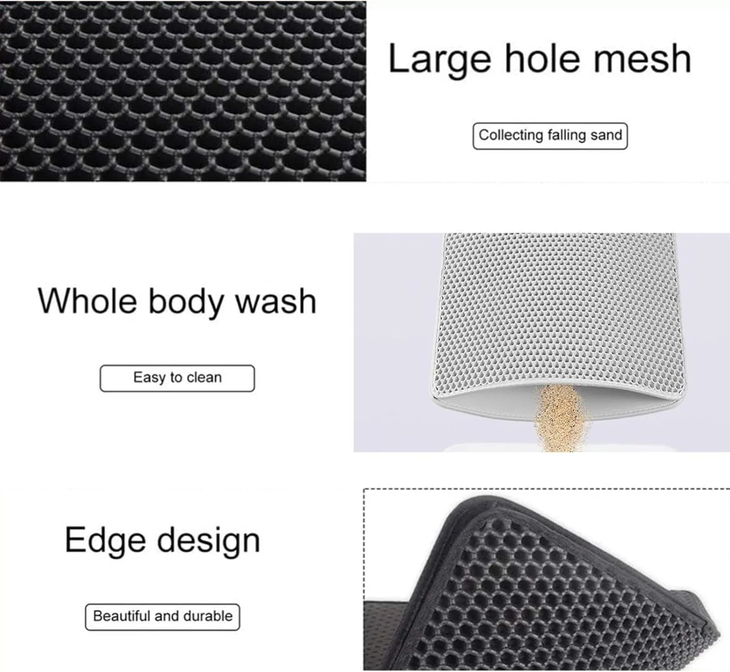 Litter Mat, Honeycomb Double Layer Easy Clean Cat Litter Trap Mat Less Waste,Soft On Paws,Non-Slip, Litter Catcher Mat,Green-M