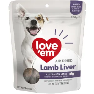 Love Em Air Dried Lamb Liver Dog Treats 200g {)_(}