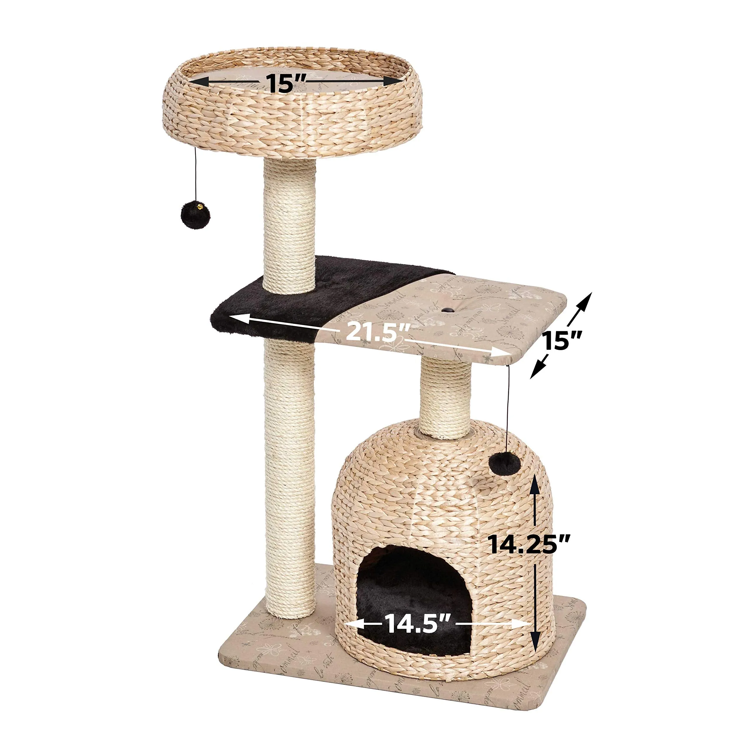 Midwest Nuvo Nest Fine N' Fun Wicker 3-Tier Cat Tree Furniture - Beige