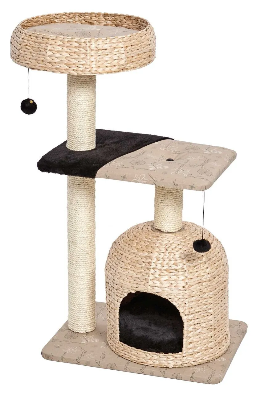 Midwest Nuvo Nest Fine N' Fun Wicker 3-Tier Cat Tree Furniture - Beige