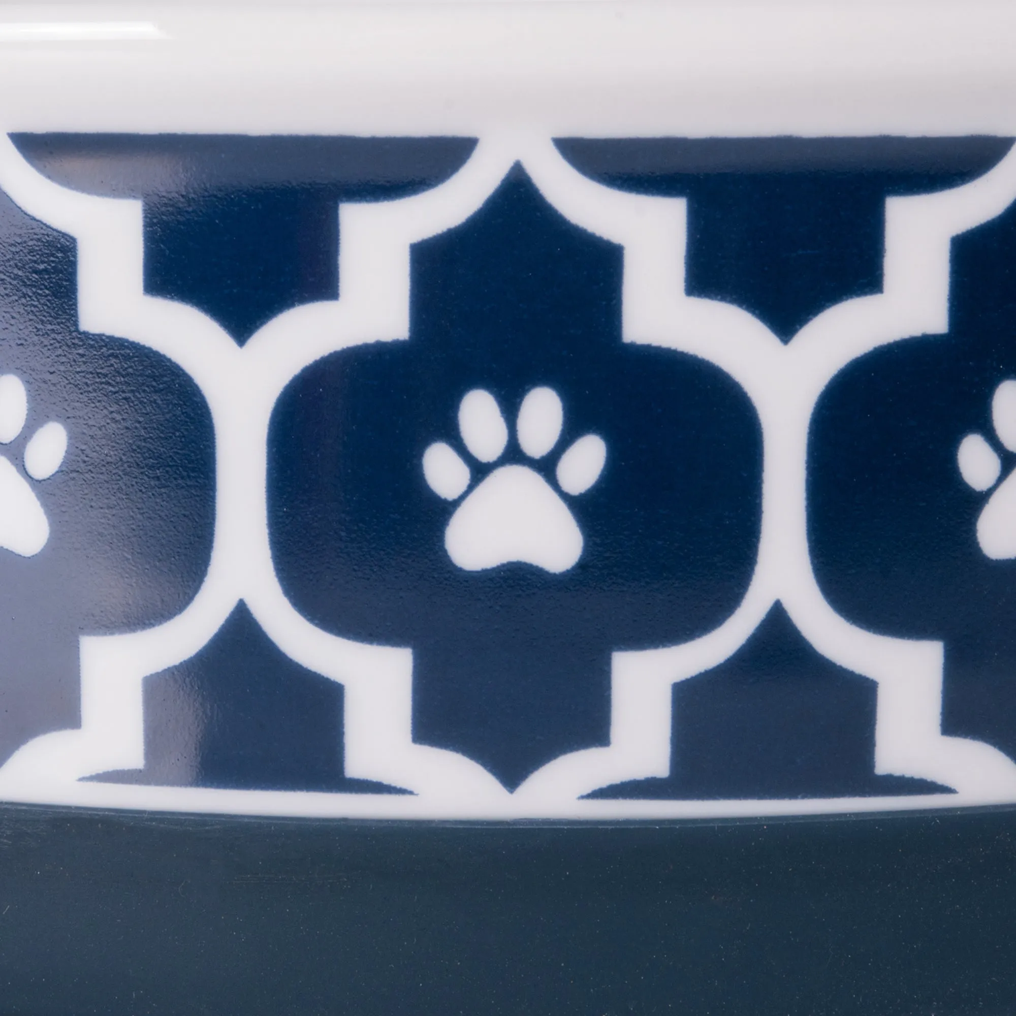 Nautical Blue Lattice Paw Print Single Pet Bowl, Small, 4.25x2"