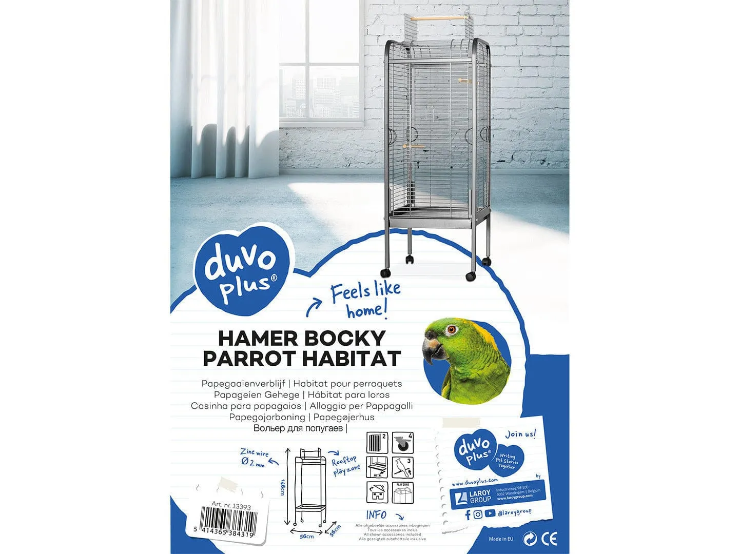 Parrot habitat Hamer Bocky 56x56x146cm silver