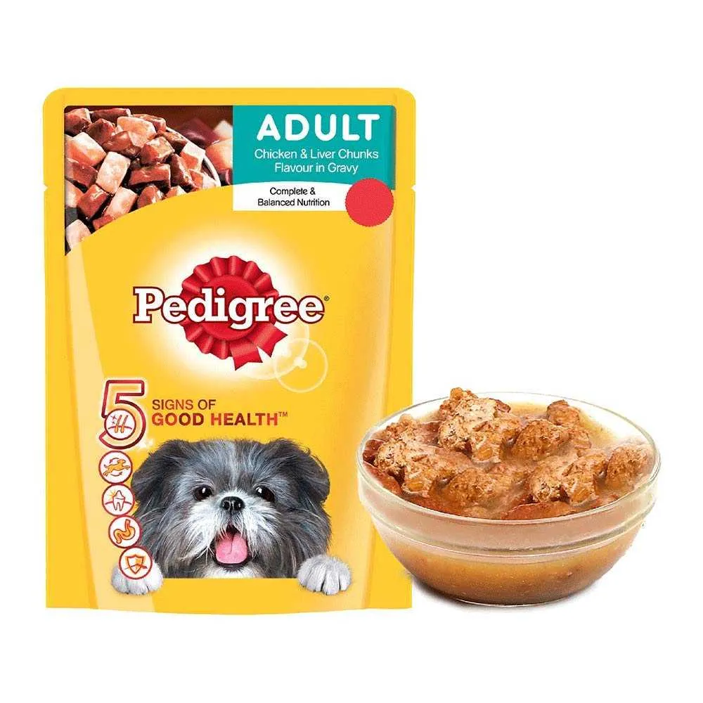 Pedigree Adult Chicken &amp; Liver Chunks in Gravy 70 gms