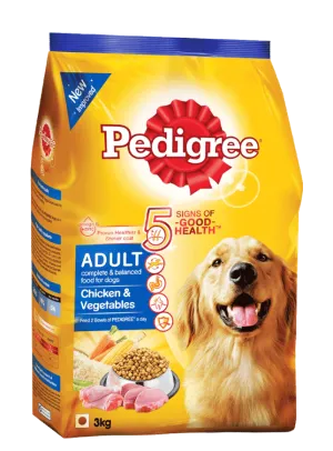 Pedigree Adult Dog Dry Food Chicken & Vegetables 3kg (Thailand)