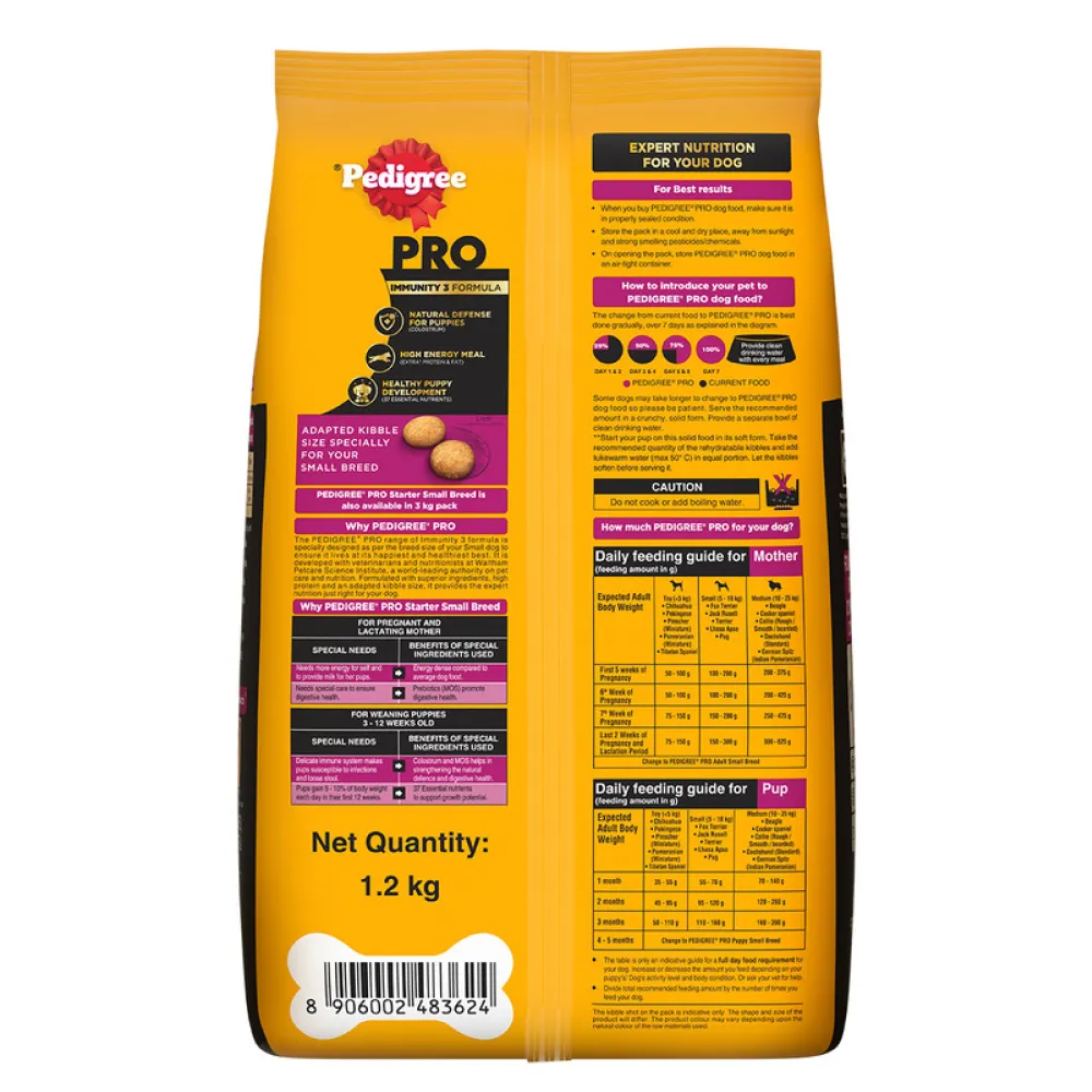 Pedigree PRO Expert Nutrition Lactating/Pregnant Mother & Puppy Starter (3 to 12 Weeks) Small Breed Dog Dry Food (Limited Shelf Life)