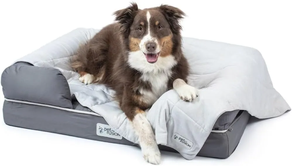 PetFusion Premium Cat and Dog Cooling Blanket, Lightweight Pet Blanket | Machine Washable | Multiple Sizes: for Pets Small to Extra-Large | Multiple Colors: Grey and Brown