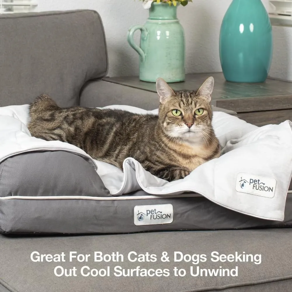 PetFusion Premium Cat and Dog Cooling Blanket, Lightweight Pet Blanket | Machine Washable | Multiple Sizes: for Pets Small to Extra-Large | Multiple Colors: Grey and Brown