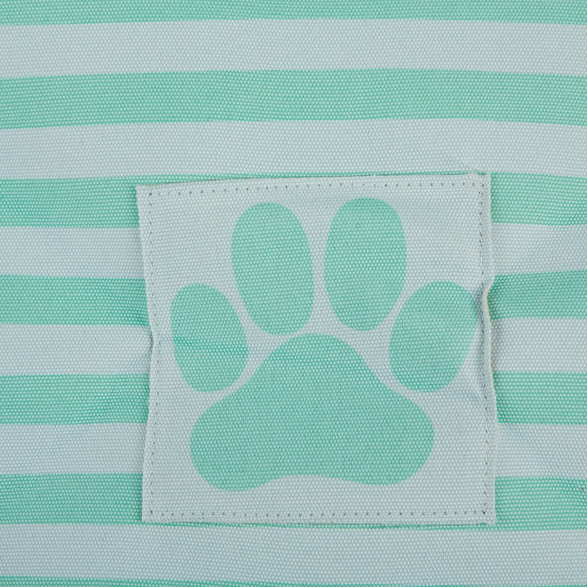 Polyester Pet Bin Stripe With Paw Patch Aqua Round Large 15X18X18