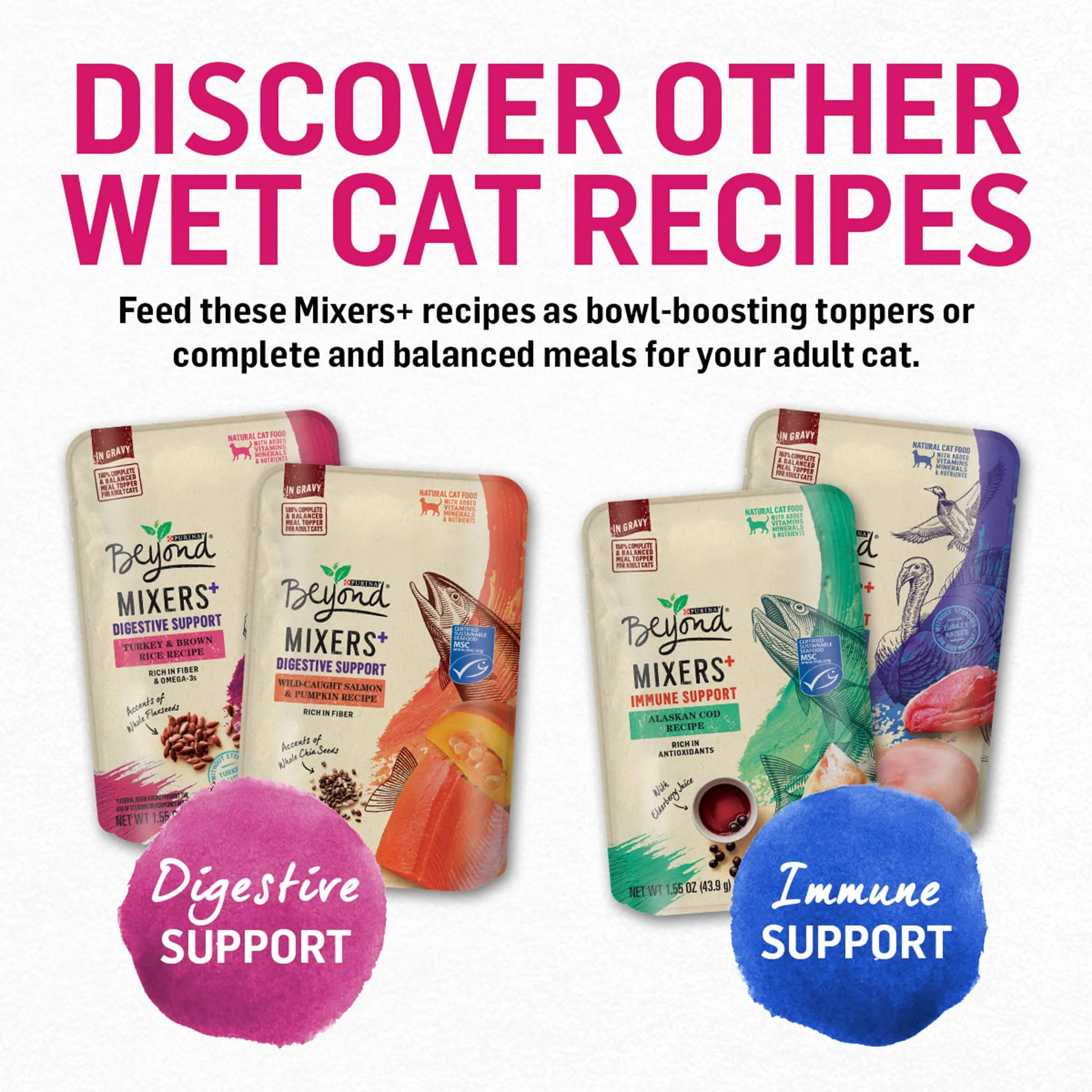 Purina Beyond Mixers  Immune Support Turkey and Duck Wet Cat Food and Topper Pouch - 1.55 Oz - Case of 16