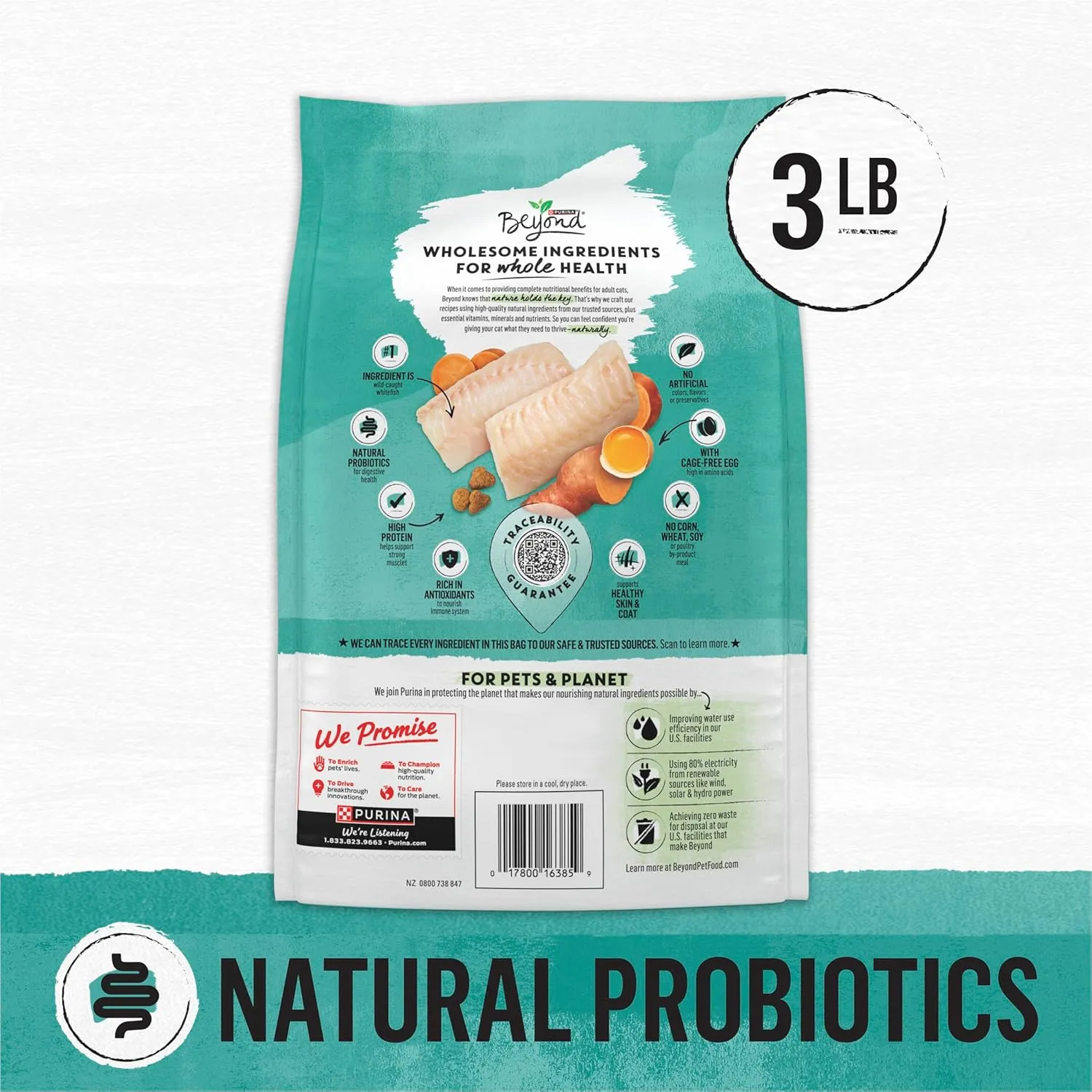 Purina Beyond Natural Grain Free Dry Cat Food Whitefish and Egg Recipe with Added Vitamins, Minerals and Nutrients - 3 lb. Bag (Pack of 2)