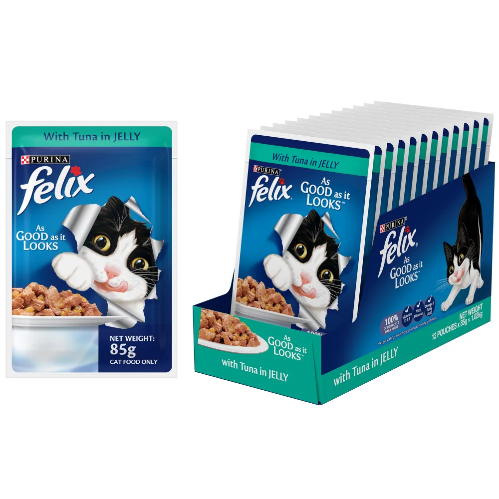 Purina Felix Mackerel with Jelly, Chicken with Jelly and Tuna with Jelly Adult Cat Wet Food Combo