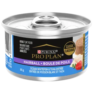 Purina Pro Plan Hairball Ocean Whitefish & Tuna Entrée in Gravy Canned Cat Food, 85g