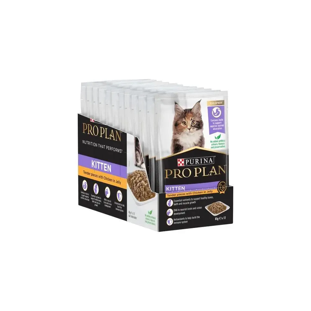 Purina Pro Plan Kitten Chicken in Jelly Wet Cat Food 12 x 85g Box