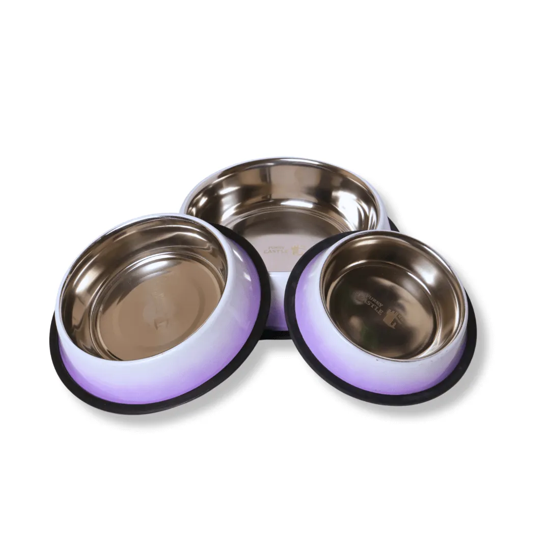 Purple Gradient Stainless Steel Pet Bowl, Anti Skid