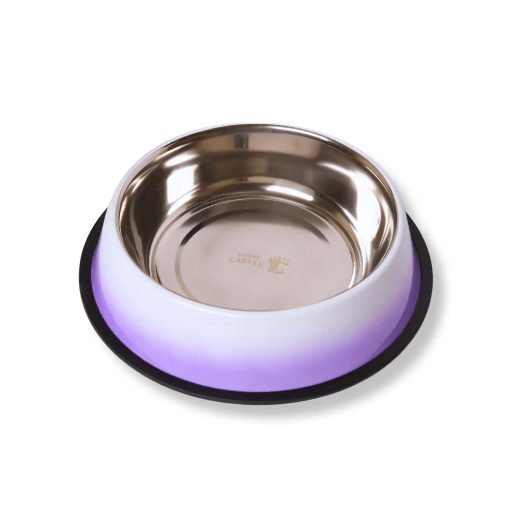 Purple Gradient Stainless Steel Pet Bowl, Anti Skid