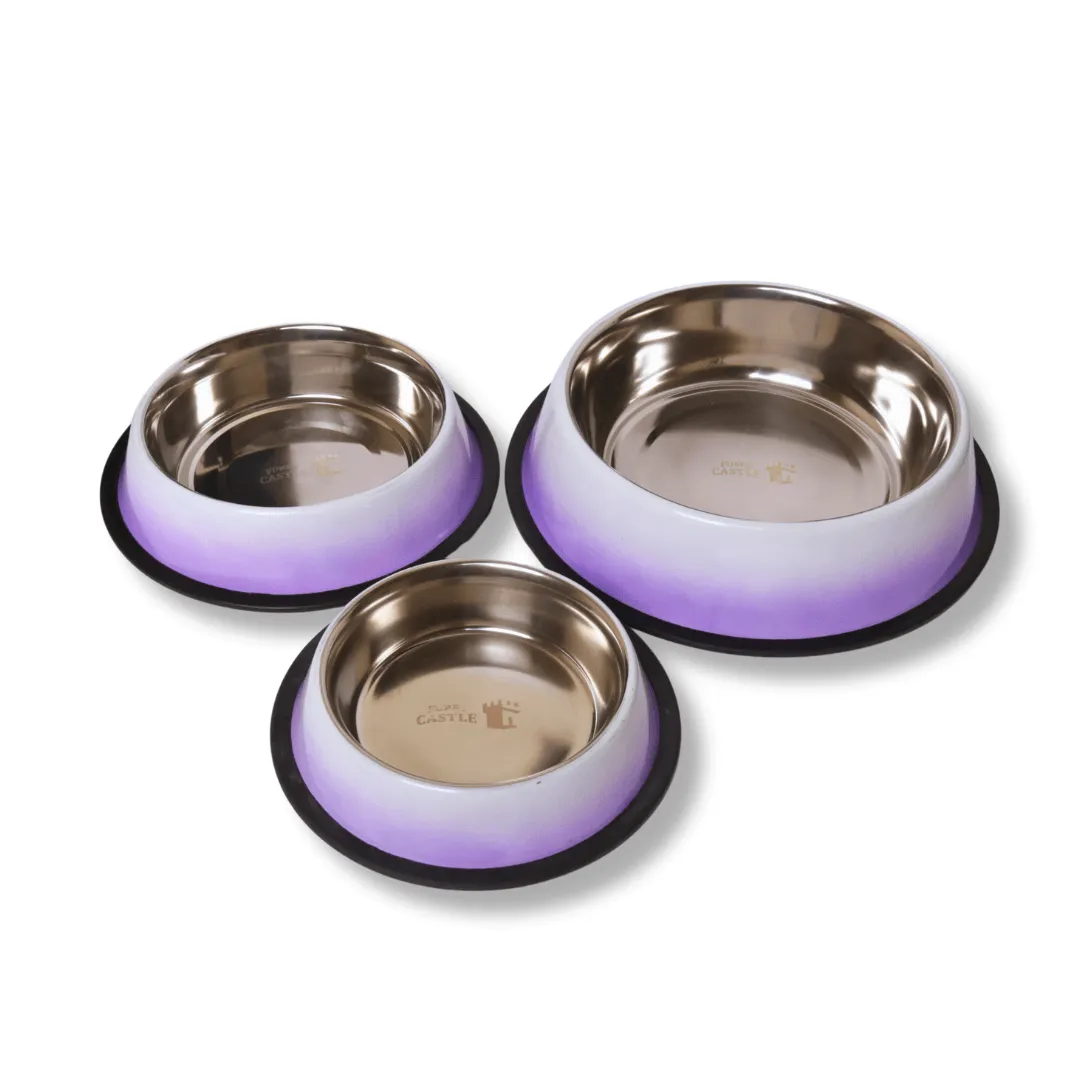 Purple Gradient Stainless Steel Pet Bowl, Anti Skid