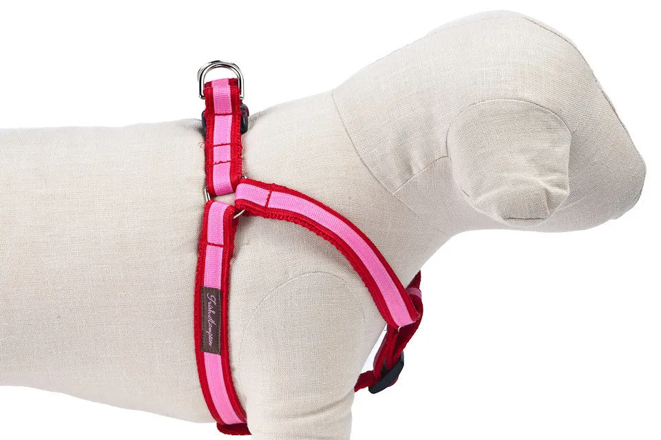 Red/Hot Pink Stripe Dog Harness - 325